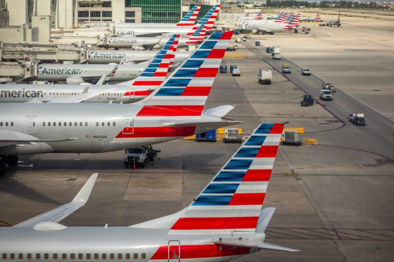 Several American Airlines aircraft