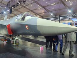 A model of the AMCA, India's own stealth fighter jet